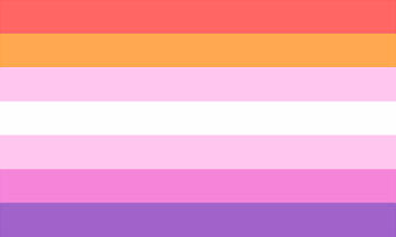 image description: a flag with five stripes. from top to bottom they are; pink, light purple, white, green, pink